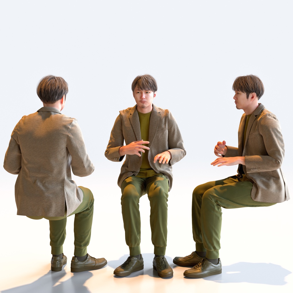 カジュアル男性 5ポーズセット1 - C1-M1S【3D人物モデル/人間3Dモデル】