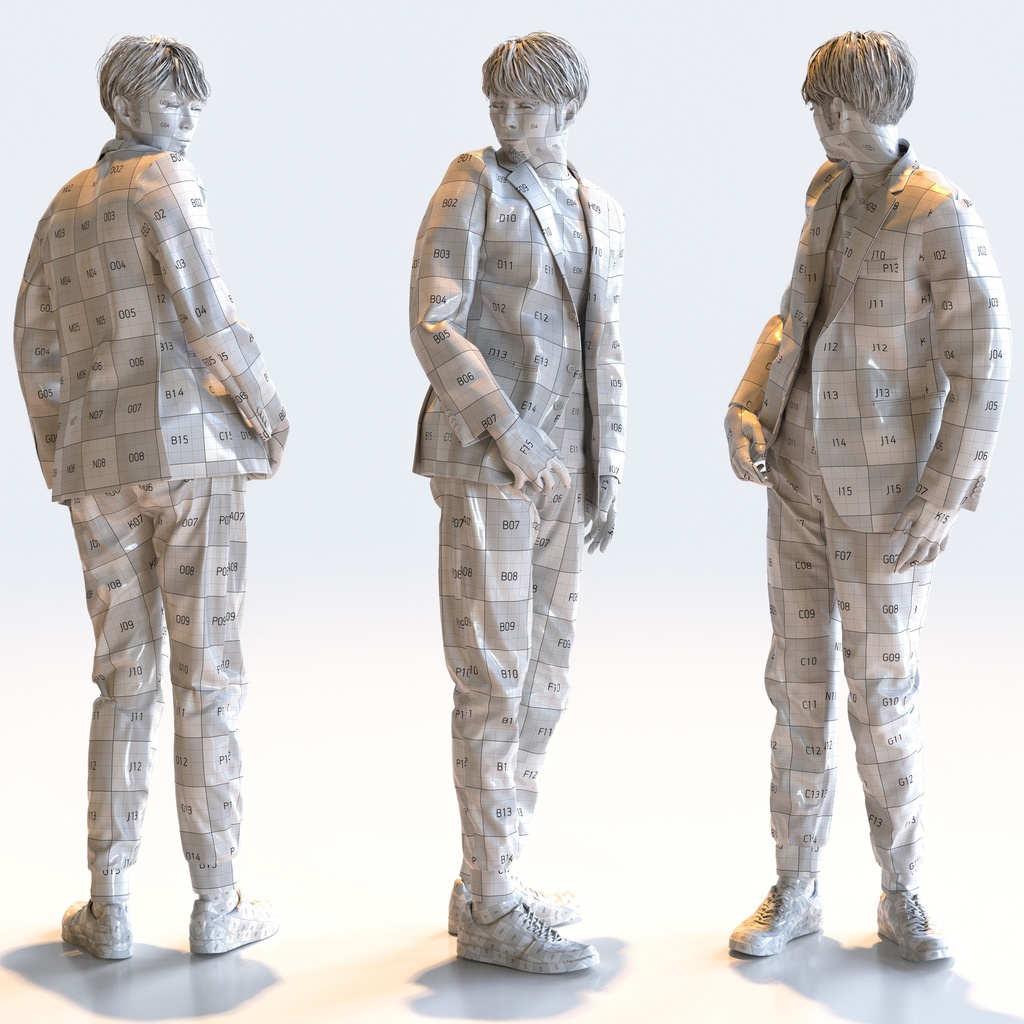 カジュアル男性 5ポーズセット1 - C1-M1S【3D人物モデル/人間3Dモデル】