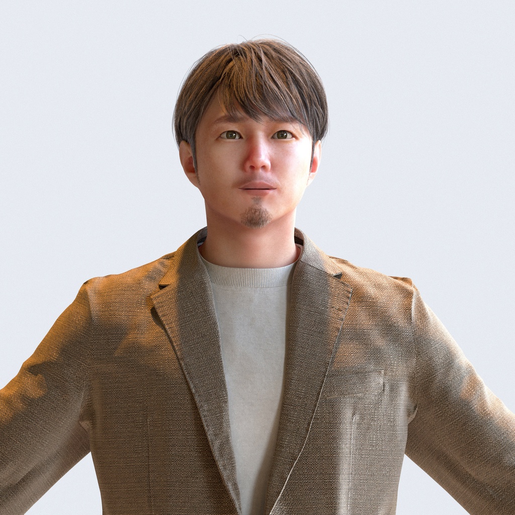 カジュアル男性 Aポーズ 1 - C1-M1S A【3D人物モデル/人間3Dモデル】