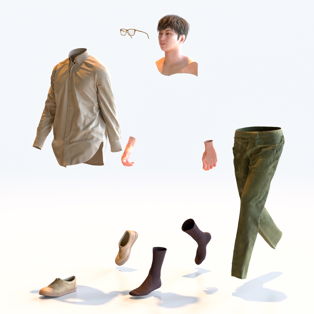 カジュアル男性 5ポーズセット 2 - C1-M2E【3D人物モデル/人間3Dモデル】