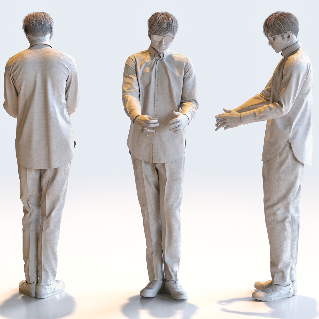 カジュアル男性 5ポーズセット 2 - C1-M2E【3D人物モデル/人間3Dモデル】