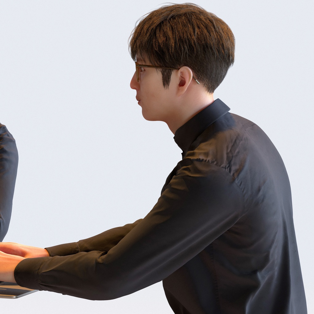 カジュアル男性 5ポーズセット 2 - C1-M2E【3D人物モデル/人間3Dモデル】