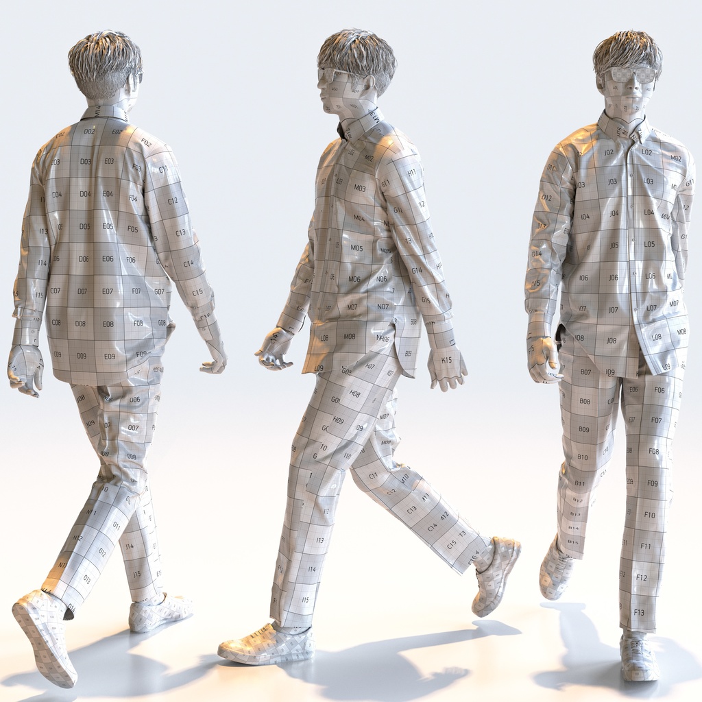 カジュアル男性 5ポーズセット 2 - C1-M2E【3D人物モデル/人間3Dモデル】