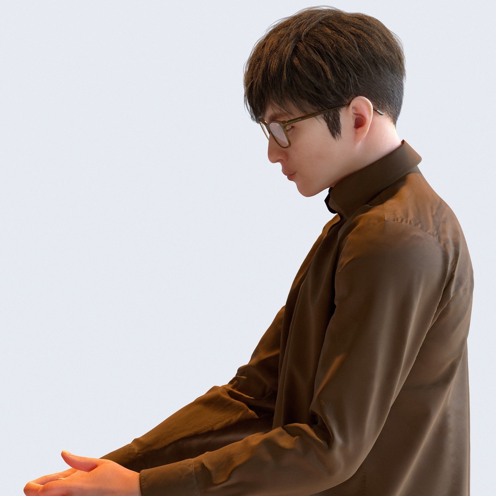 カジュアル男性 5ポーズセット 2 - C1-M2E【3D人物モデル/人間3Dモデル】