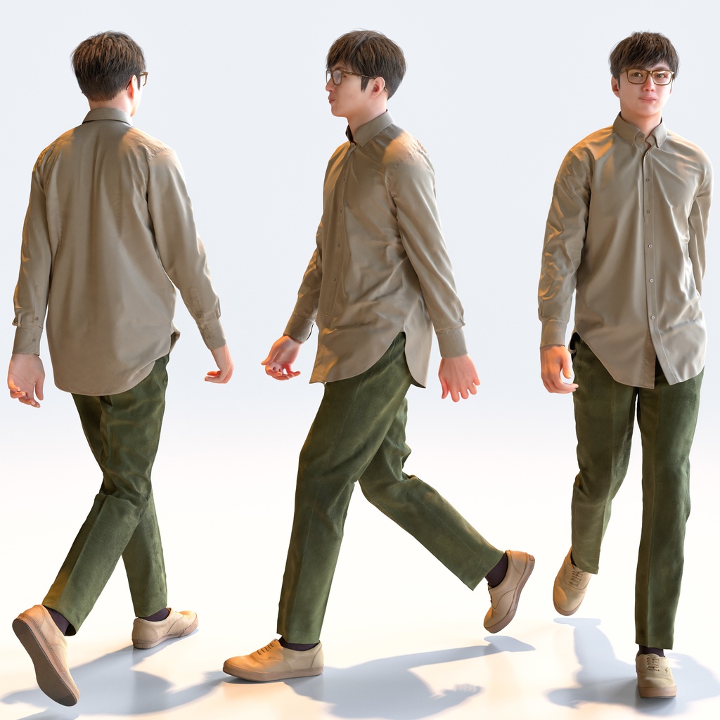 カジュアル男性 5ポーズセット 2 - C1-M2E【3D人物モデル/人間3Dモデル】