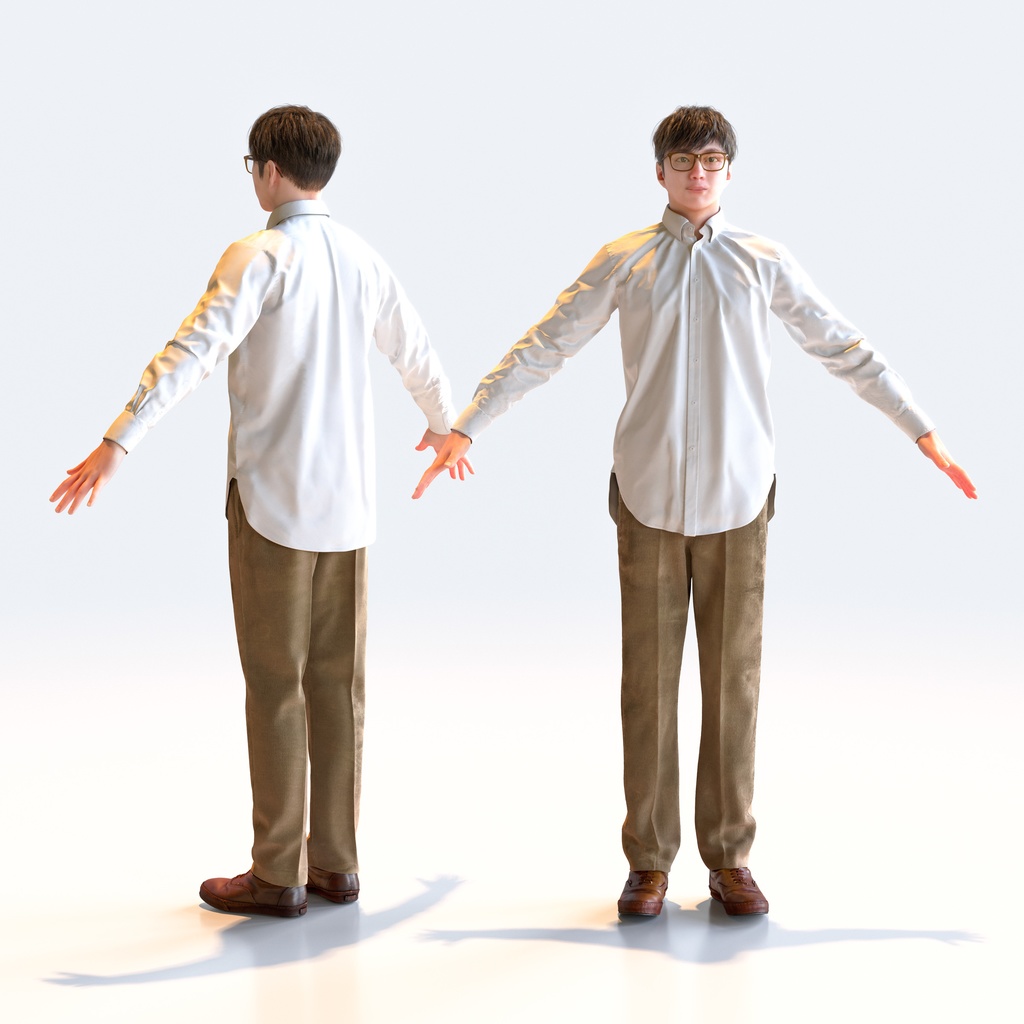 カジュアル男性 Aポーズ 2 - C1-M2E A【3D人物モデル/人間3Dモデル】