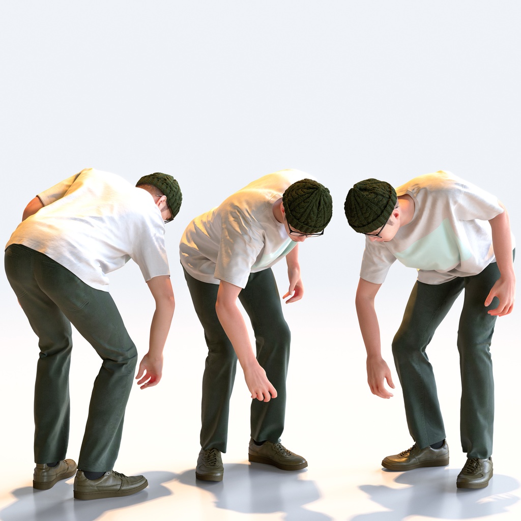 カジュアル男性 5ポーズセット 3 - C1-M3Y【3D人物モデル/人間3Dモデル】