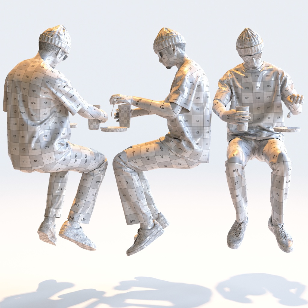 カジュアル男性 5ポーズセット 3 - C1-M3Y【3D人物モデル/人間3Dモデル】