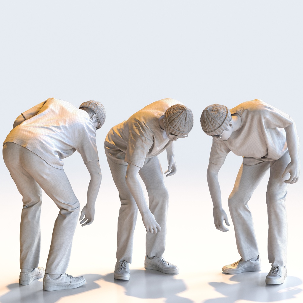 カジュアル男性 5ポーズセット 3 - C1-M3Y【3D人物モデル/人間3Dモデル】