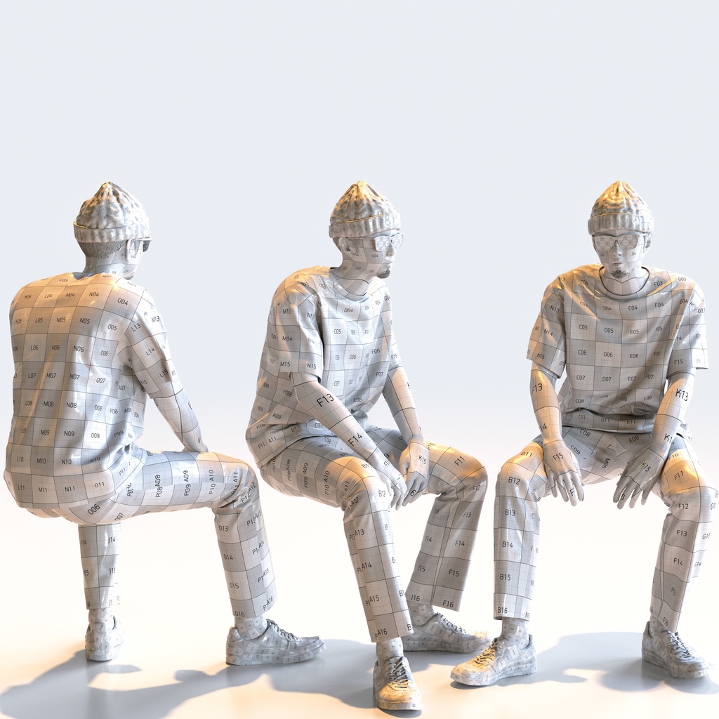 カジュアル男性 5ポーズセット 3 - C1-M3Y【3D人物モデル/人間3Dモデル】