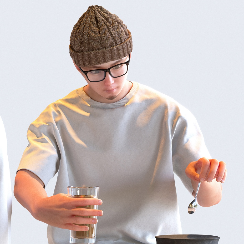 カジュアル男性 5ポーズセット 3 - C1-M3Y【3D人物モデル/人間3Dモデル】