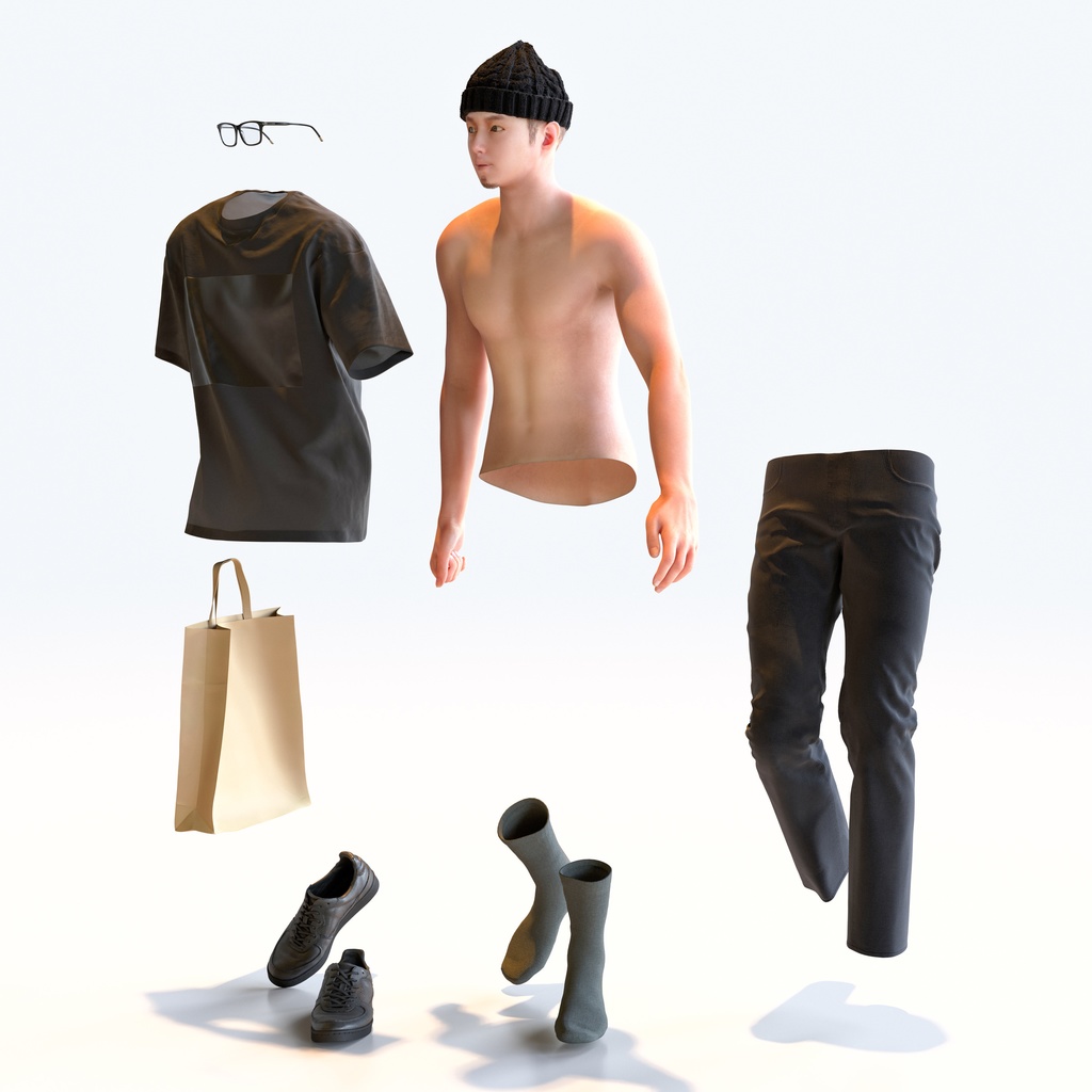 カジュアル男性 5ポーズセット 3 - C1-M3Y【3D人物モデル/人間3Dモデル】