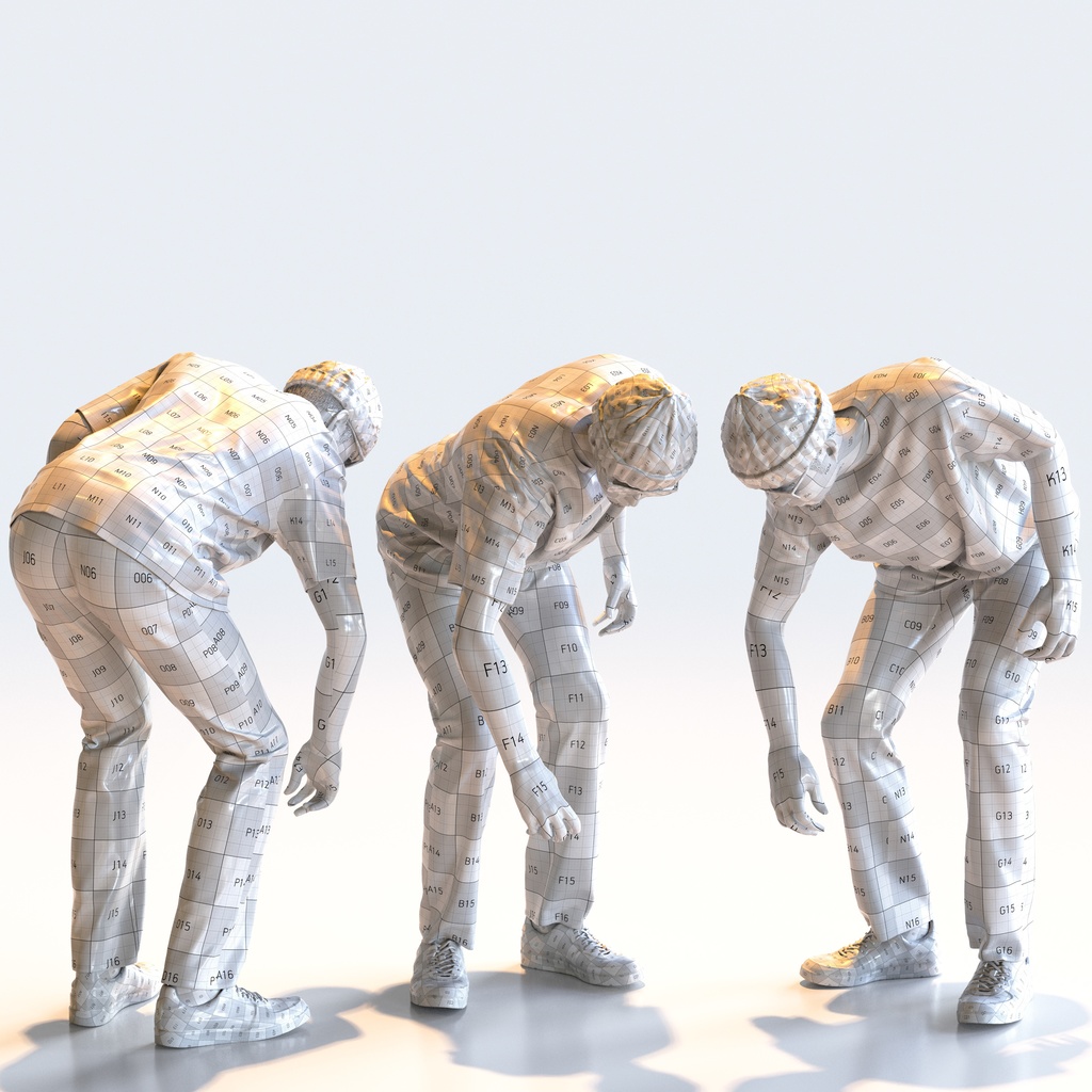 カジュアル男性 5ポーズセット 3 - C1-M3Y【3D人物モデル/人間3Dモデル】