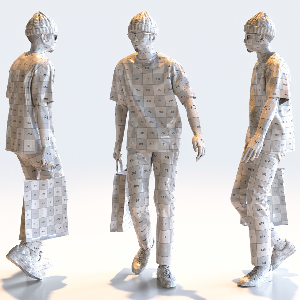 カジュアル男性 5ポーズセット 3 - C1-M3Y【3D人物モデル/人間3Dモデル】