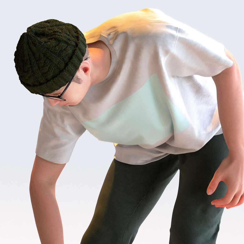 カジュアル男性 5ポーズセット 3 - C1-M3Y【3D人物モデル/人間3Dモデル】