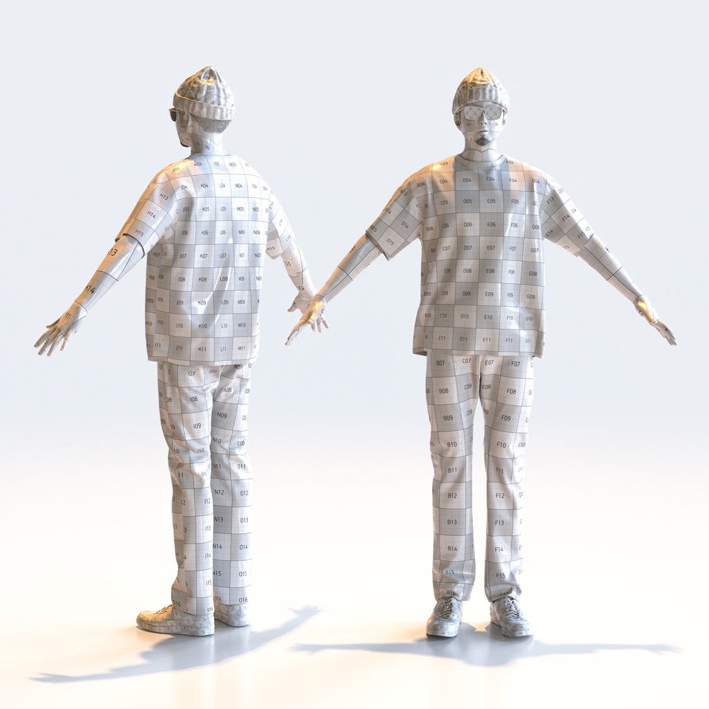 カジュアル男性 Aポーズ 3 - C1-M3Y A【3D人物モデル/人間3Dモデル】