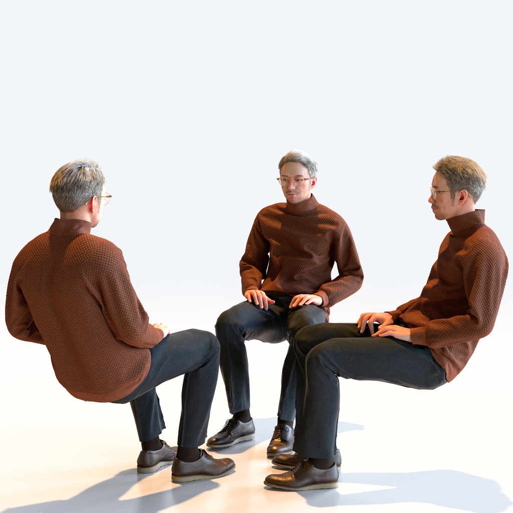 カジュアル男性 5ポーズセット 4 - C1-M4G【3D人物モデル/人間3Dモデル】