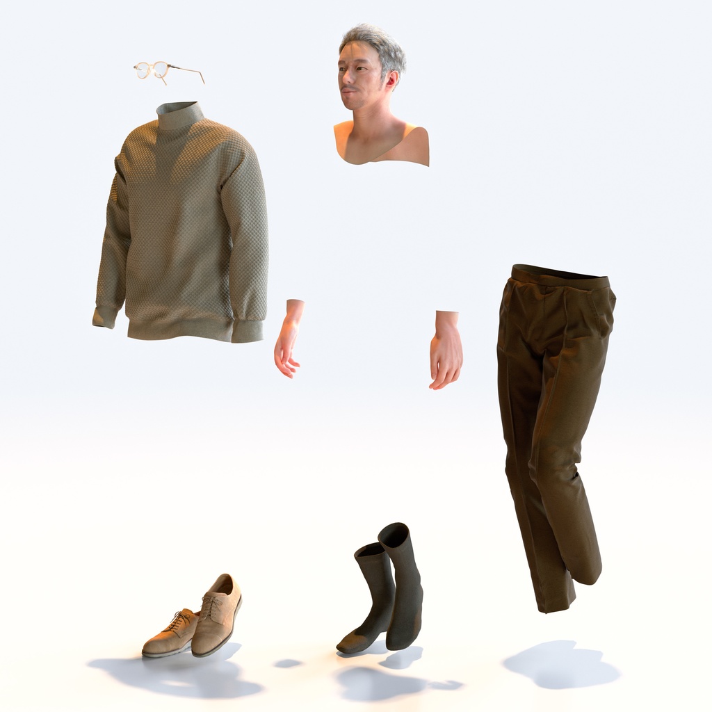 カジュアル男性 5ポーズセット 4 - C1-M4G【3D人物モデル/人間3Dモデル】