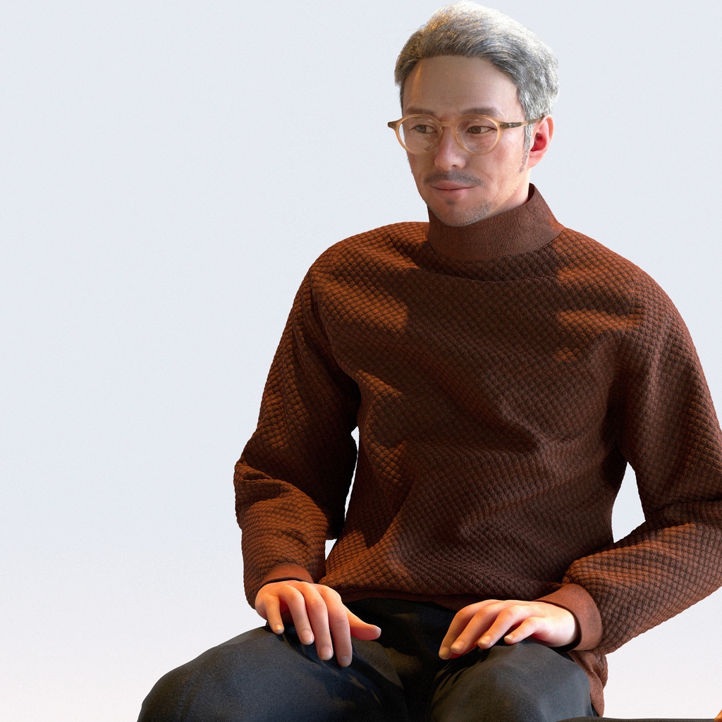 カジュアル男性 5ポーズセット 4 - C1-M4G【3D人物モデル/人間3Dモデル】