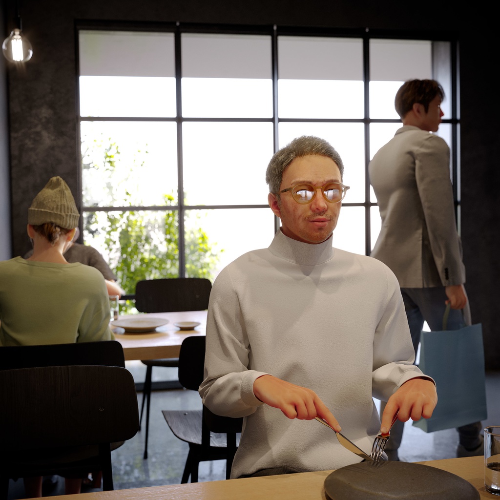 カジュアル男性 5ポーズセット 4 - C1-M4G【3D人物モデル/人間3Dモデル】