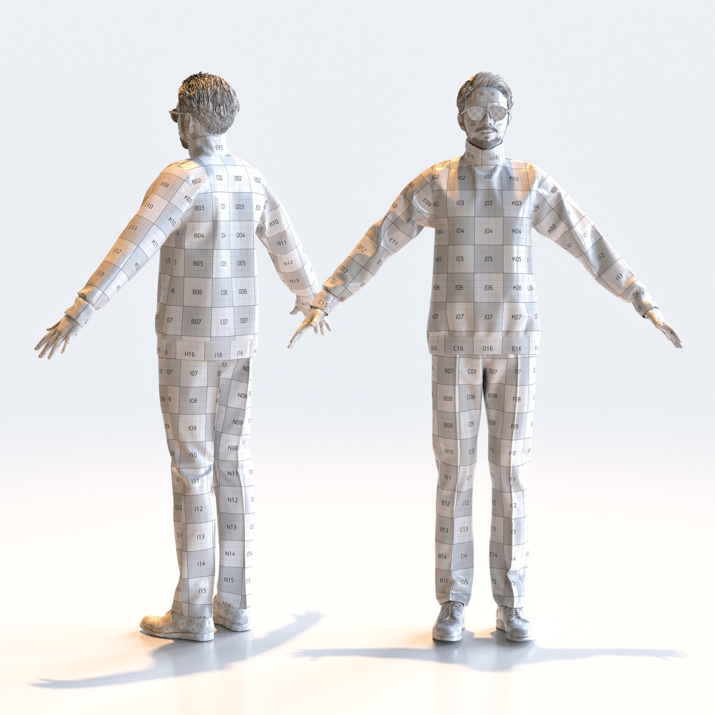 カジュアル男性 Aポーズ 4 - C1-M4G A【3D人物モデル/人間3Dモデル】