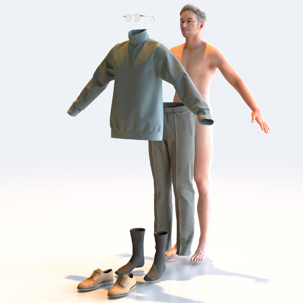 カジュアル男性 Aポーズ 4 - C1-M4G A【3D人物モデル/人間3Dモデル】