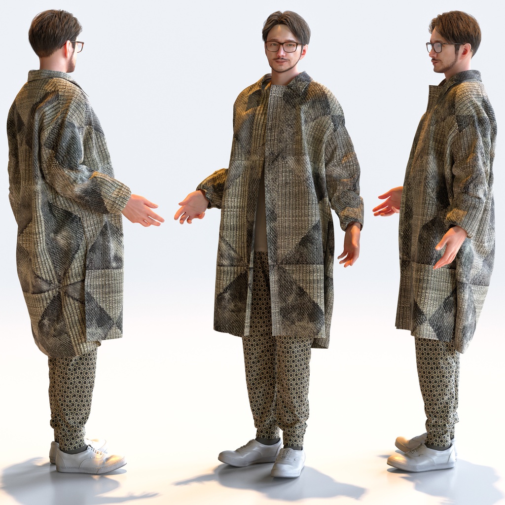 カジュアル男性 5ポーズセット 5 - C1-M5U【3D人物モデル/人間3Dモデル】