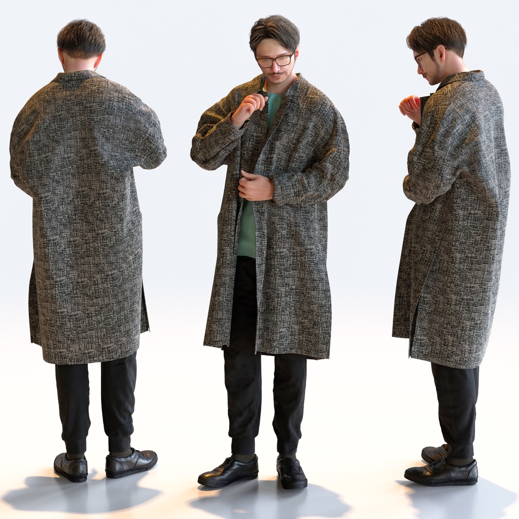 カジュアル男性 5ポーズセット 5 - C1-M5U【3D人物モデル/人間3Dモデル】