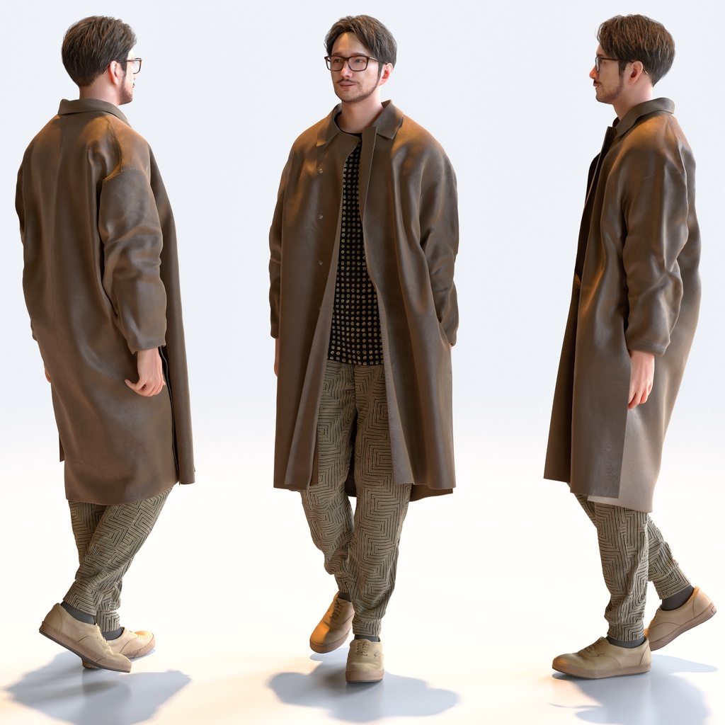 カジュアル男性 5ポーズセット 5 - C1-M5U【3D人物モデル/人間3Dモデル】