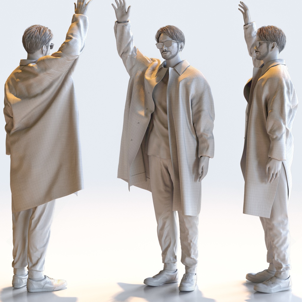 カジュアル男性 5ポーズセット 5 - C1-M5U【3D人物モデル/人間3Dモデル】