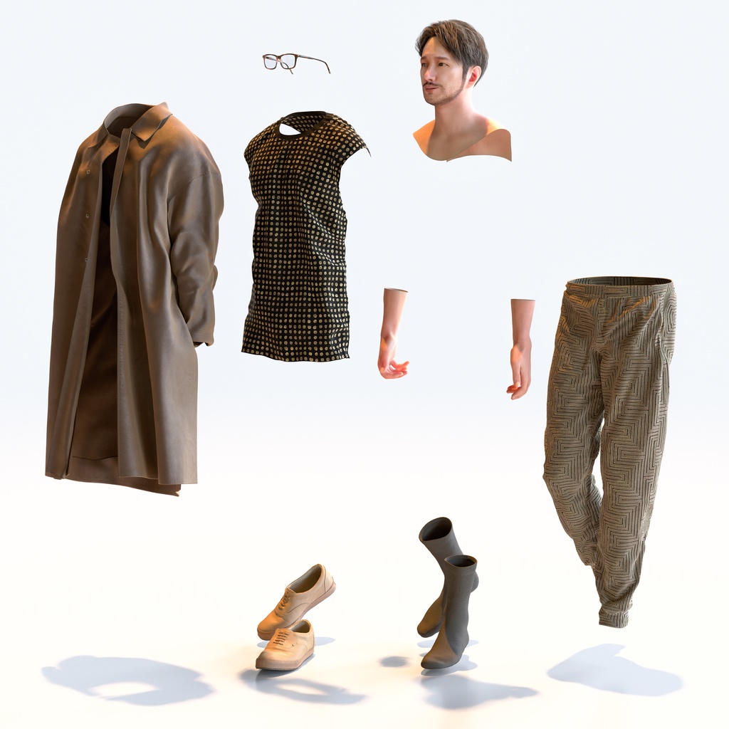 カジュアル男性 5ポーズセット 5 - C1-M5U【3D人物モデル/人間3Dモデル】