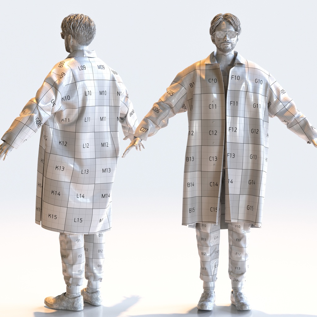 カジュアル男性 Aポーズ 5 - C1-M5U A【3D人物モデル/人間3Dモデル】