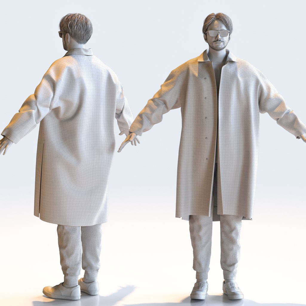 カジュアル男性 Aポーズ 5 - C1-M5U A【3D人物モデル/人間3Dモデル】