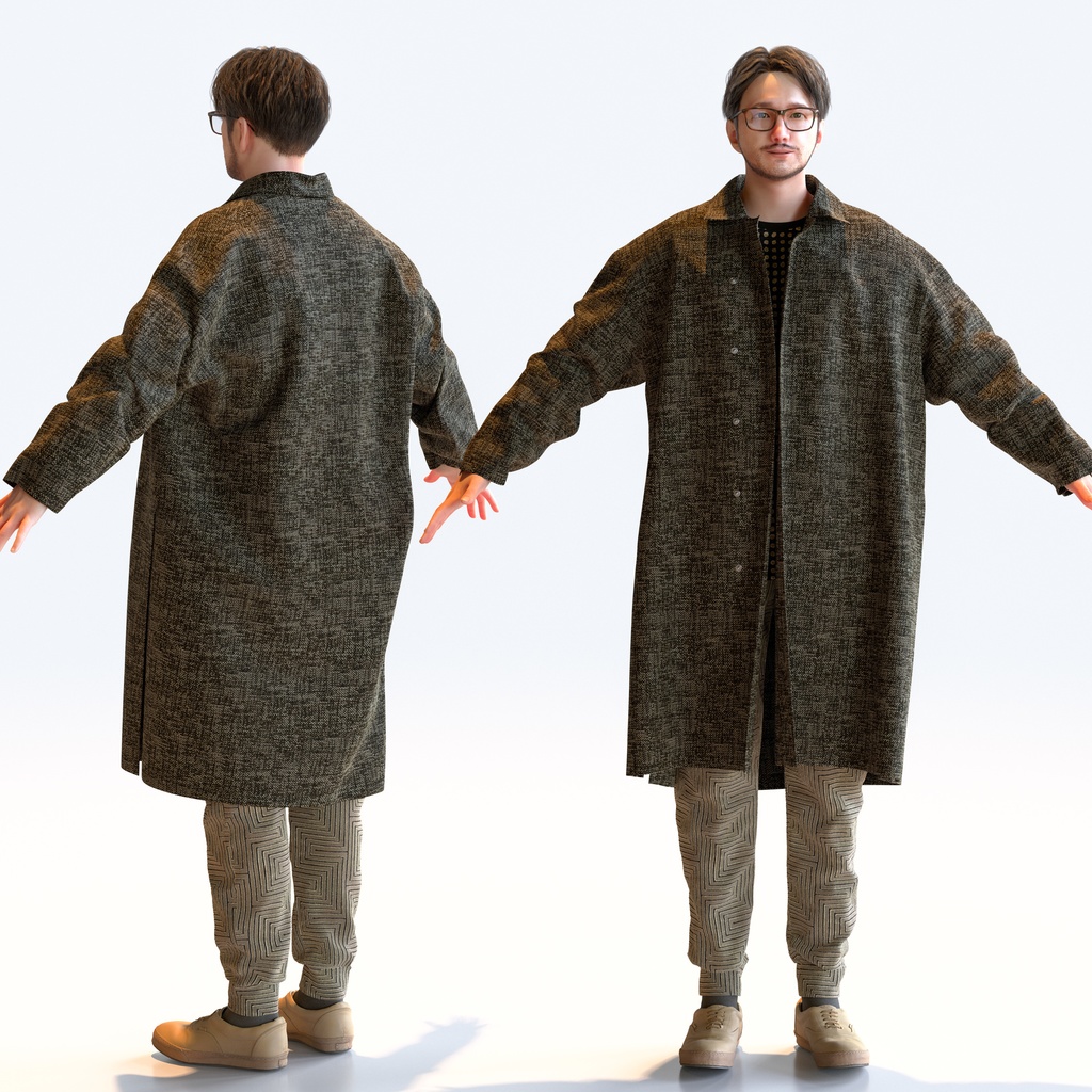 カジュアル男性 Aポーズ 5 - C1-M5U A【3D人物モデル/人間3Dモデル】