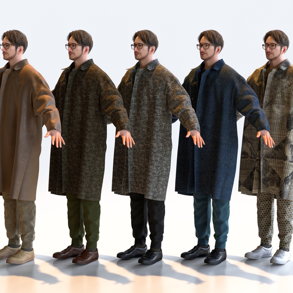 カジュアル男性 Aポーズ 5 - C1-M5U A【3D人物モデル/人間3Dモデル】