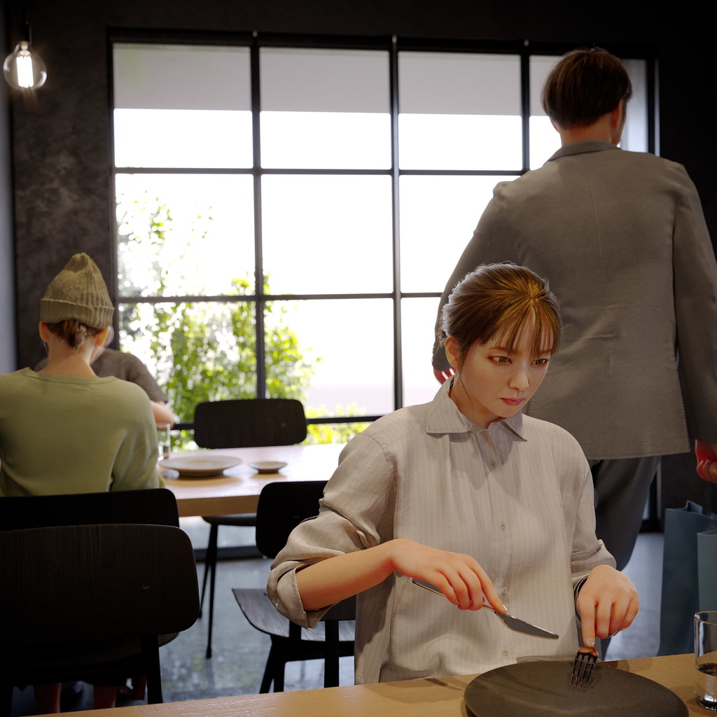 カジュアル女性 5ポーズセット 1 - C1-F1H【3D人物モデル/人間3Dモデル】