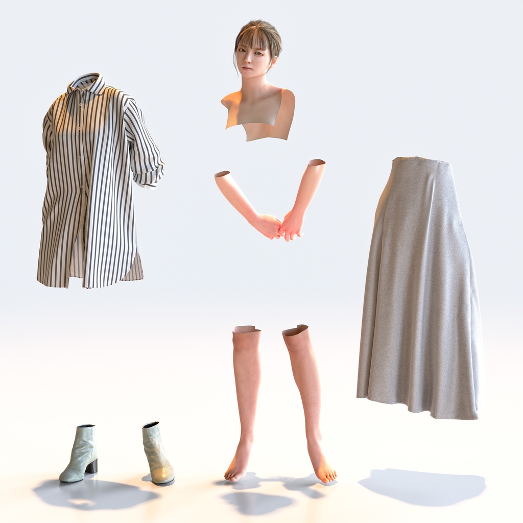 カジュアル女性 5ポーズセット 1 - C1-F1H【3D人物モデル/人間3Dモデル】