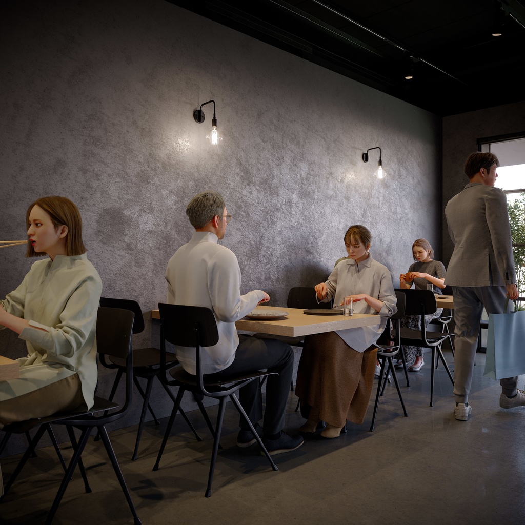 カジュアル女性 5ポーズセット 1 - C1-F1H【3D人物モデル/人間3Dモデル】