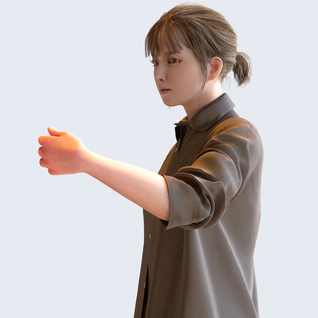 カジュアル女性 5ポーズセット 1 - C1-F1H【3D人物モデル/人間3Dモデル】