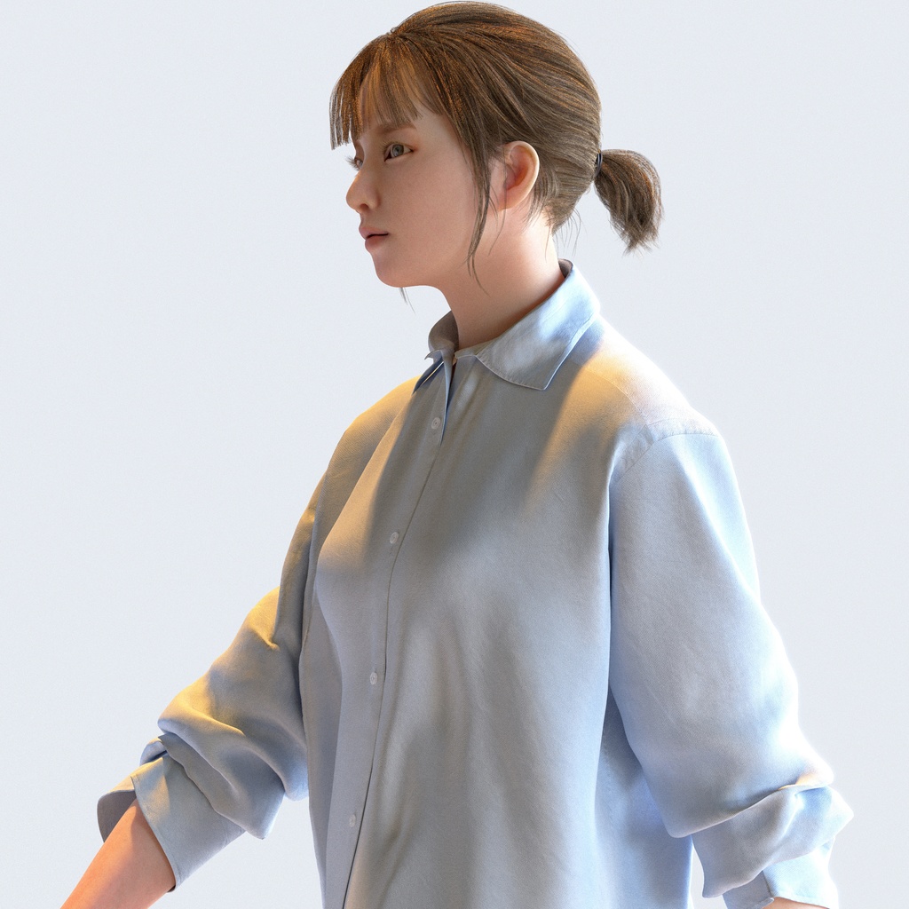 カジュアル女性 5ポーズセット 1 - C1-F1H【3D人物モデル/人間3Dモデル】