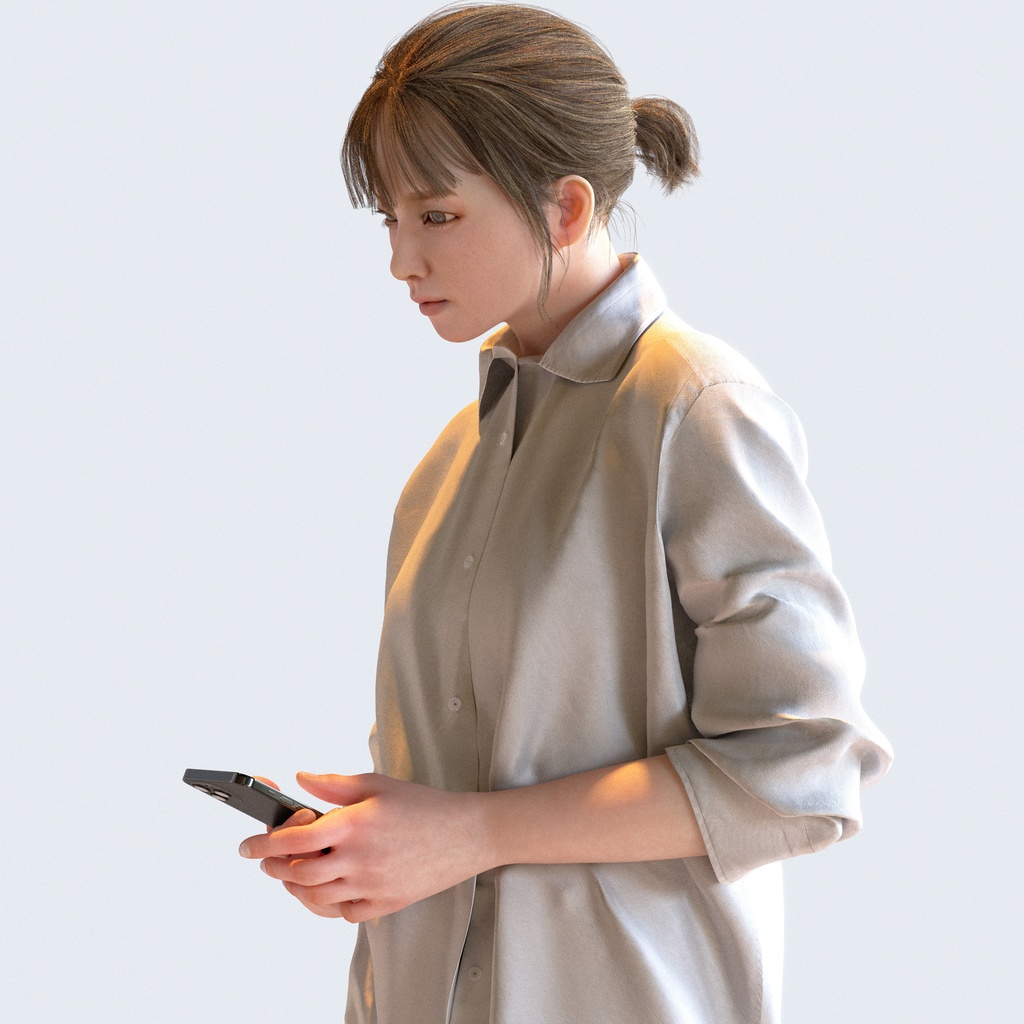 カジュアル女性 5ポーズセット 1 - C1-F1H【3D人物モデル/人間3Dモデル】