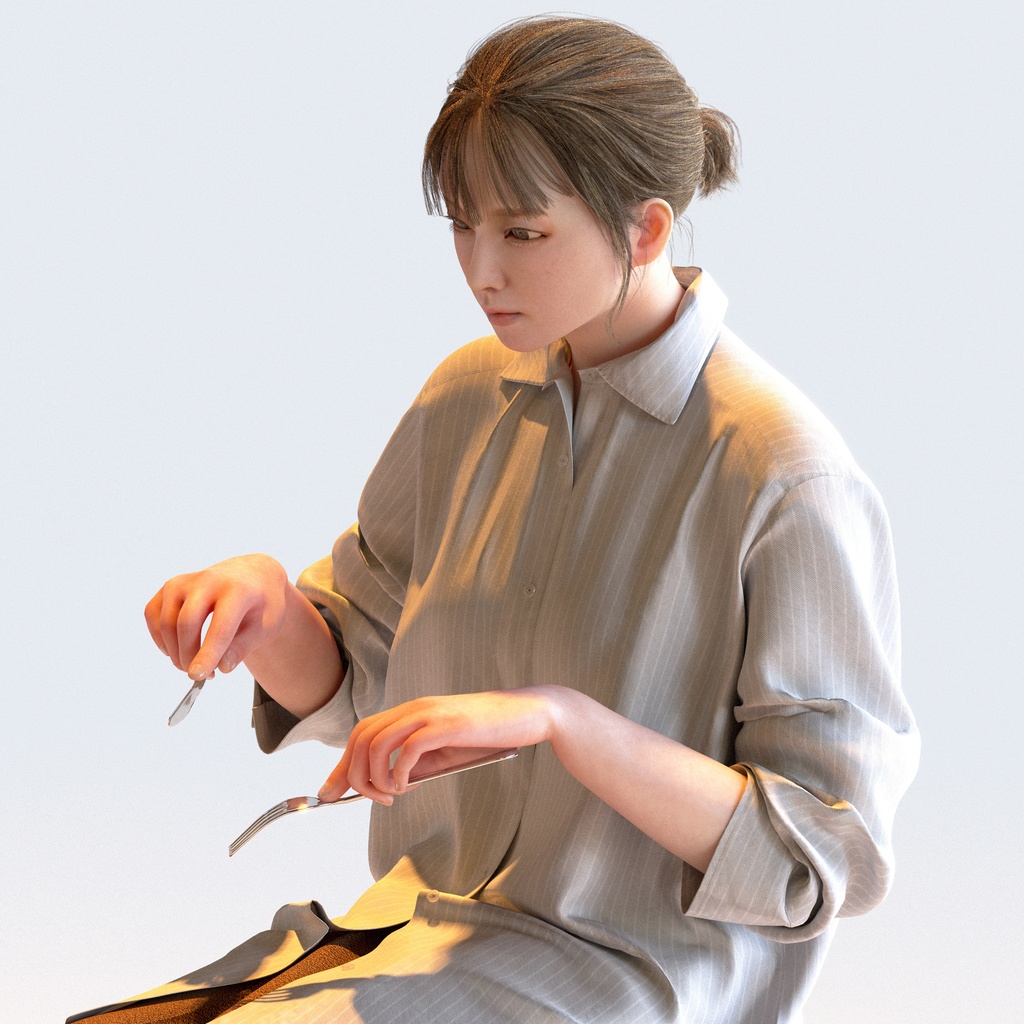 カジュアル女性 5ポーズセット 1 - C1-F1H【3D人物モデル/人間3Dモデル】