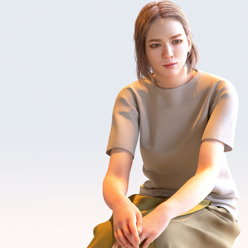 カジュアル女性 5ポーズセット 2 - C1-F2T【3D人物モデル/人間3Dモデル】