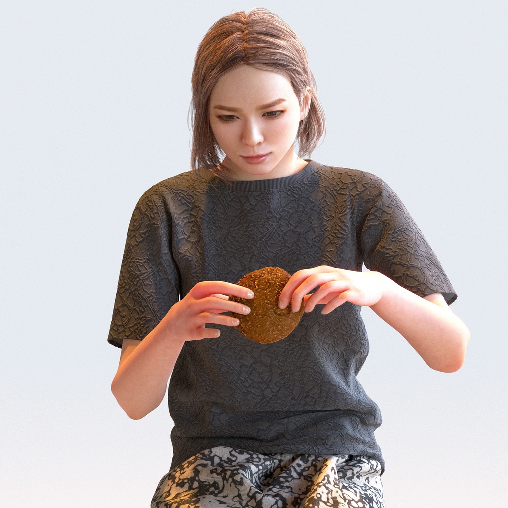 カジュアル女性 5ポーズセット 2 - C1-F2T【3D人物モデル/人間3Dモデル】