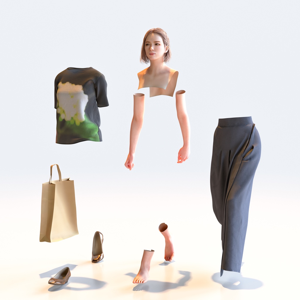 カジュアル女性 5ポーズセット 2 - C1-F2T【3D人物モデル/人間3Dモデル】