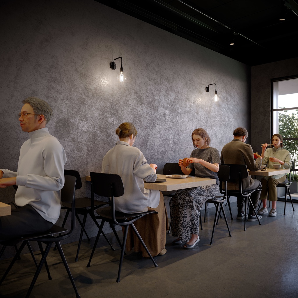 カジュアル女性 5ポーズセット 2 - C1-F2T【3D人物モデル/人間3Dモデル】