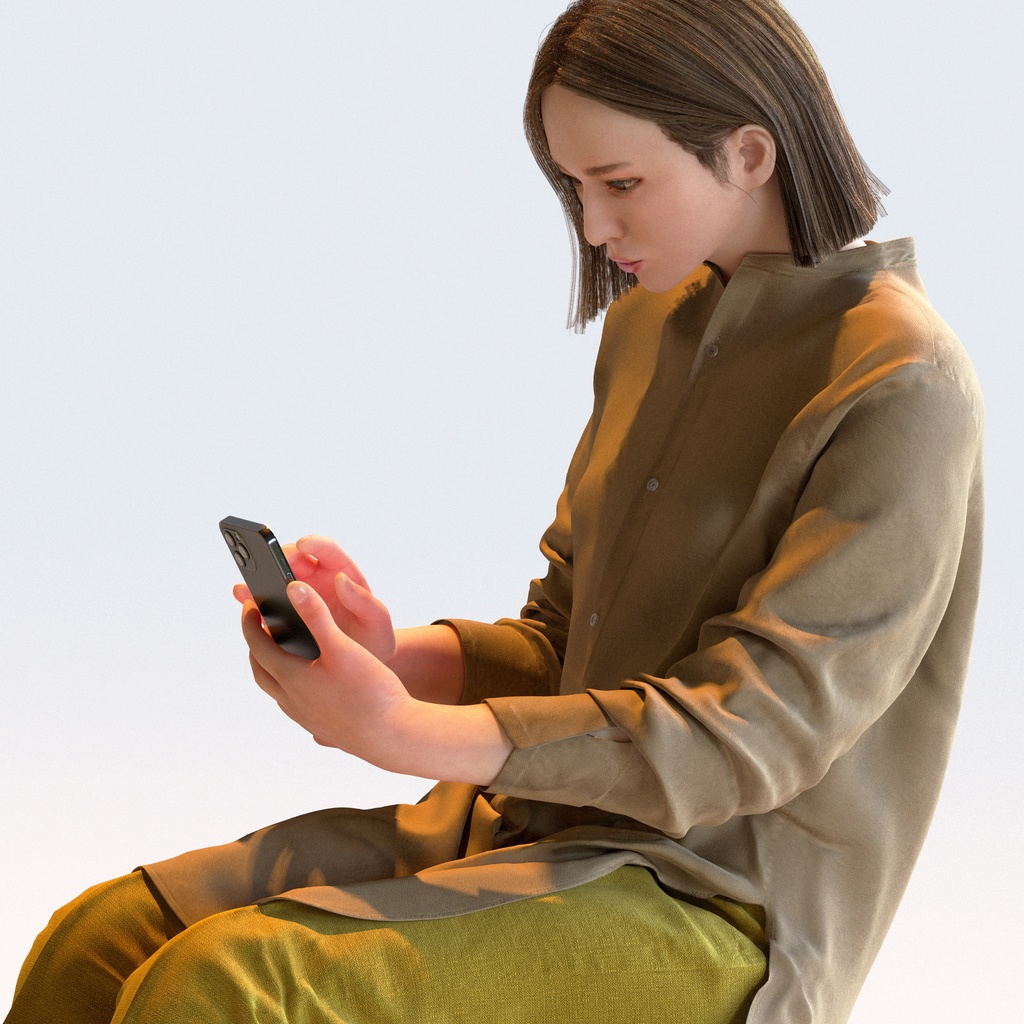 カジュアル女性 5ポーズセット 3 - C1-F3F【3D人物モデル/人間3Dモデル】