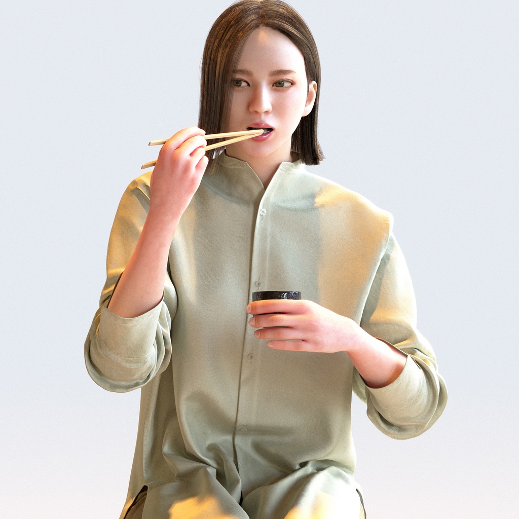 カジュアル女性 5ポーズセット 3 - C1-F3F【3D人物モデル/人間3Dモデル】