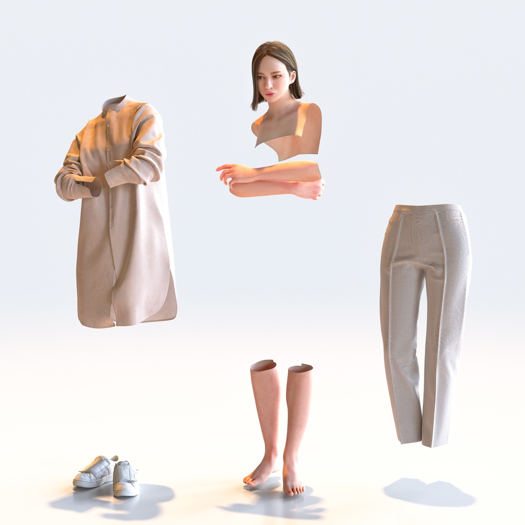 カジュアル女性 5ポーズセット 3 - C1-F3F【3D人物モデル/人間3Dモデル】