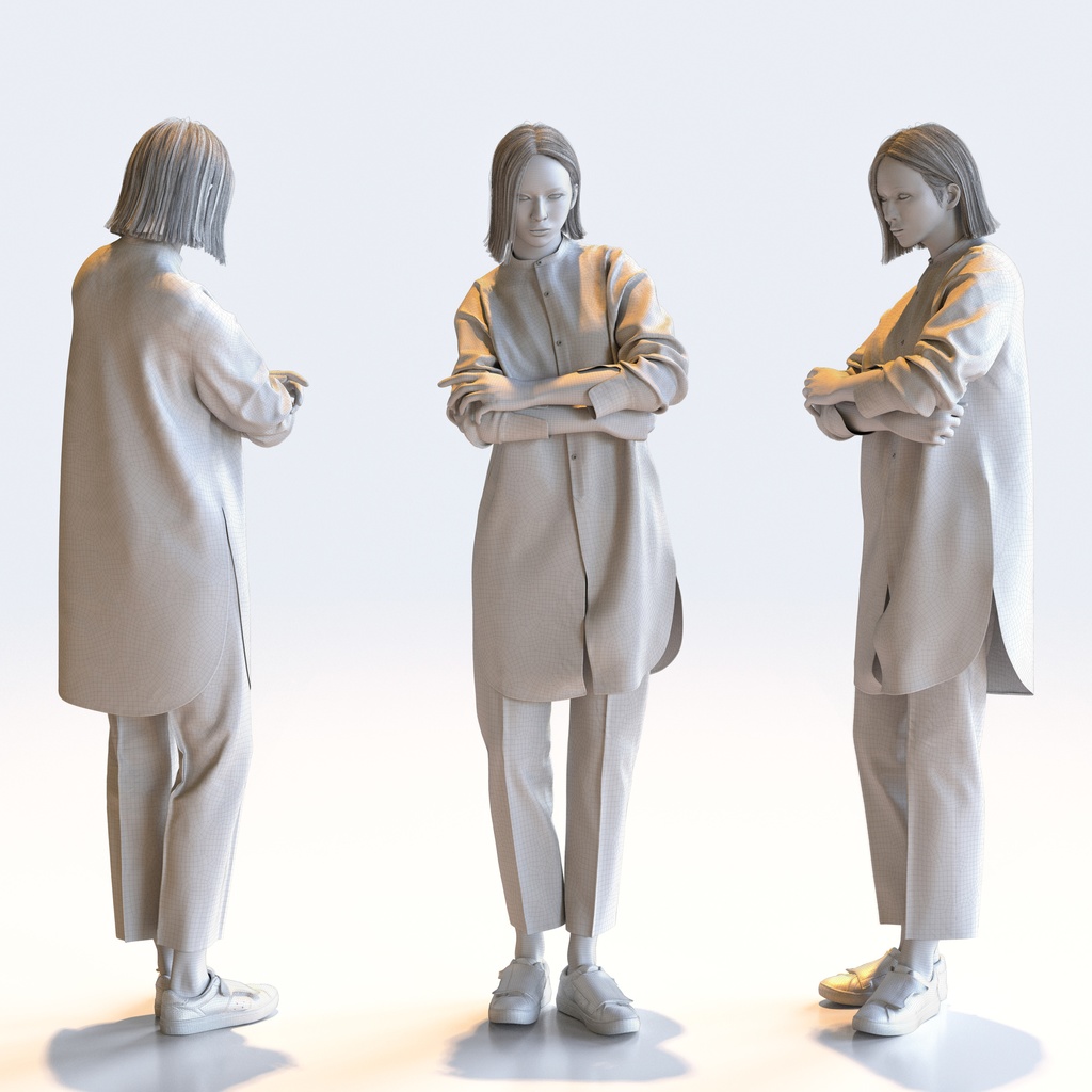 カジュアル女性 5ポーズセット 3 - C1-F3F【3D人物モデル/人間3Dモデル】